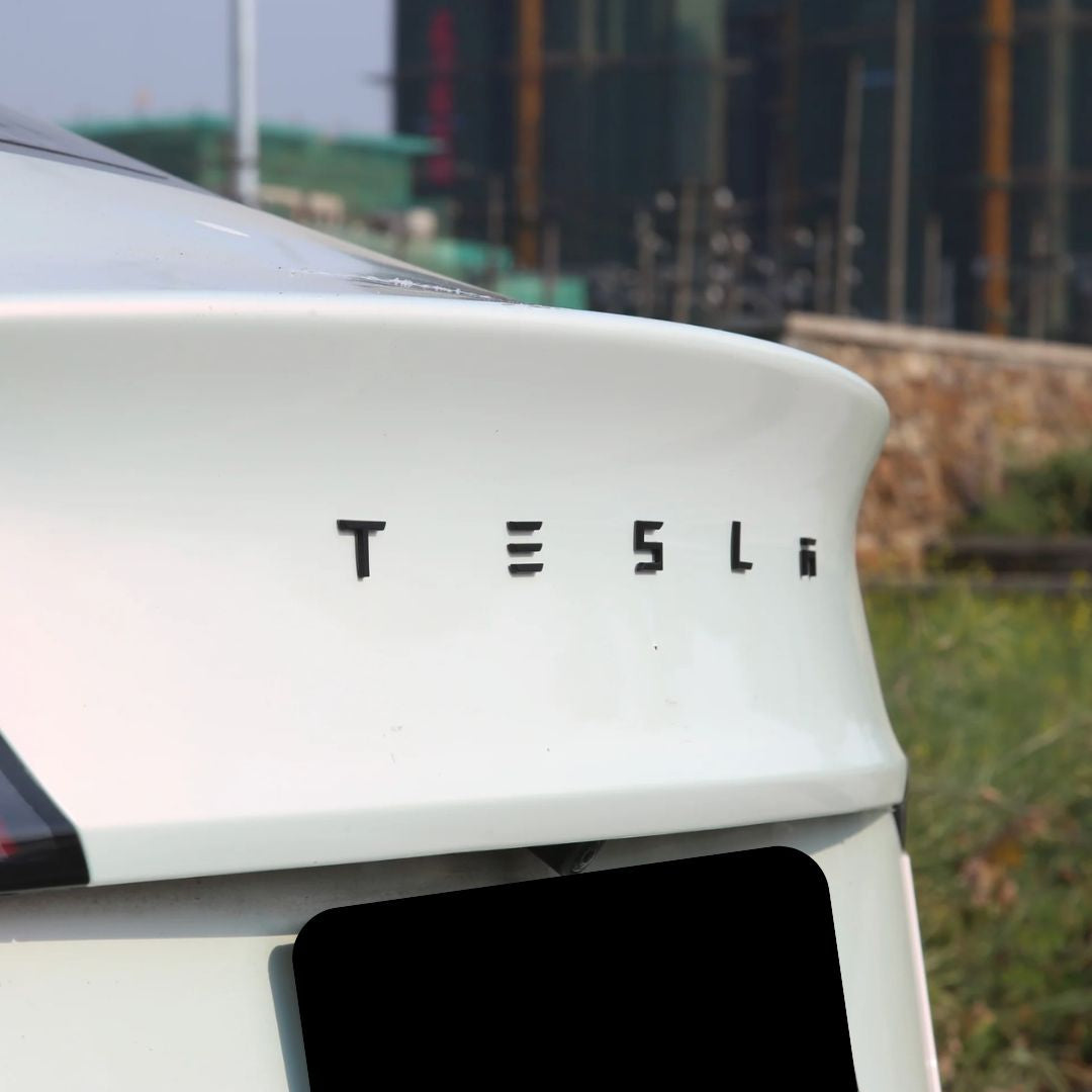 tesla logo emblem montert 