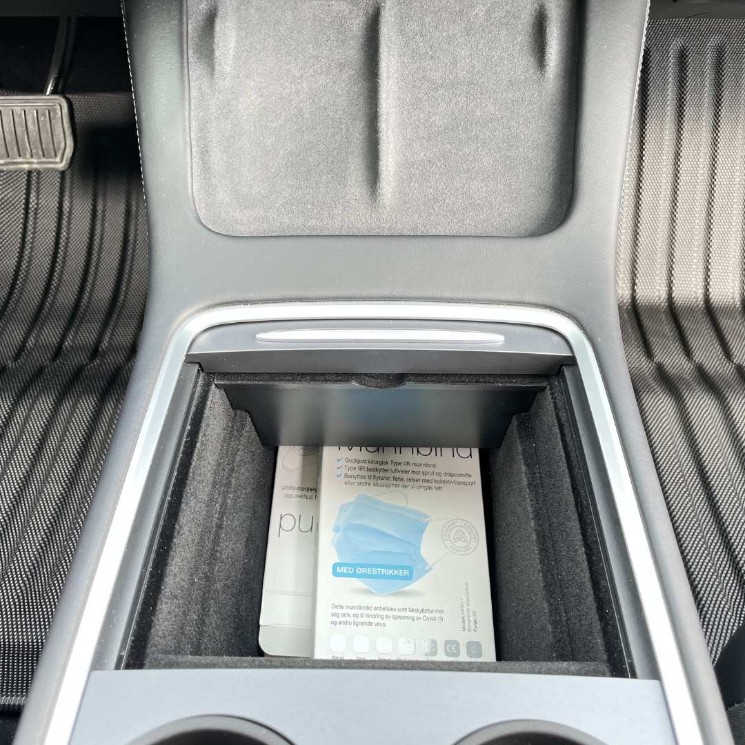 tesla model 3 og y midtkonsoll skuff oppbevaring