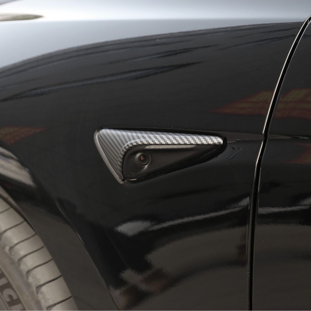 Sidekamera deksel i carbon look til Tesla Model 3 og Model Y 2025+